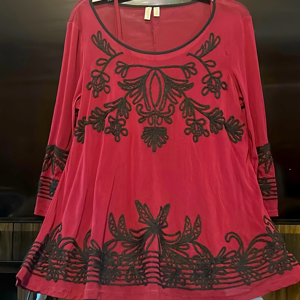 Fashionable Dressy, silky see through long sleeve blouse with under tank top